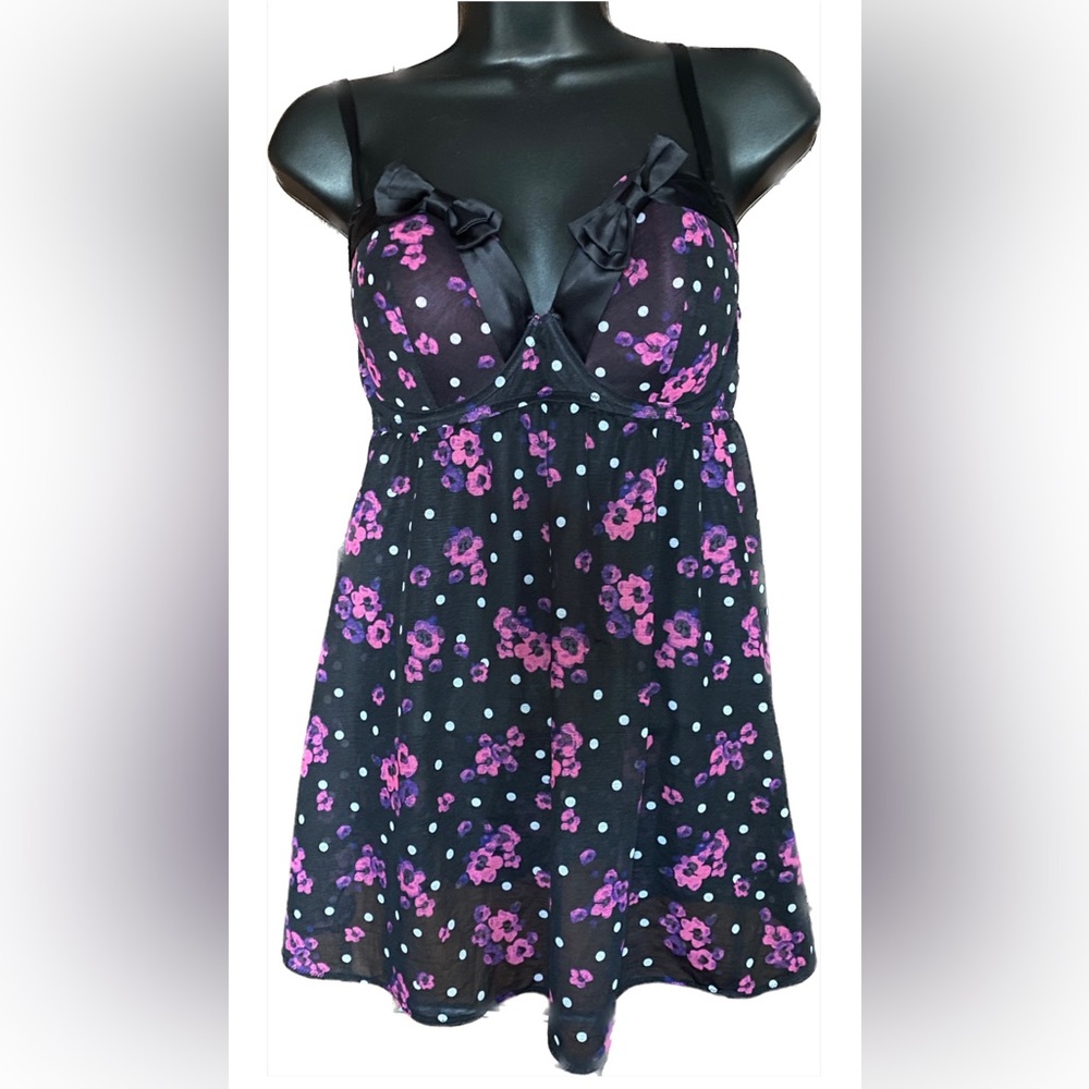 LS BLK/PNK nightie, L *P1036